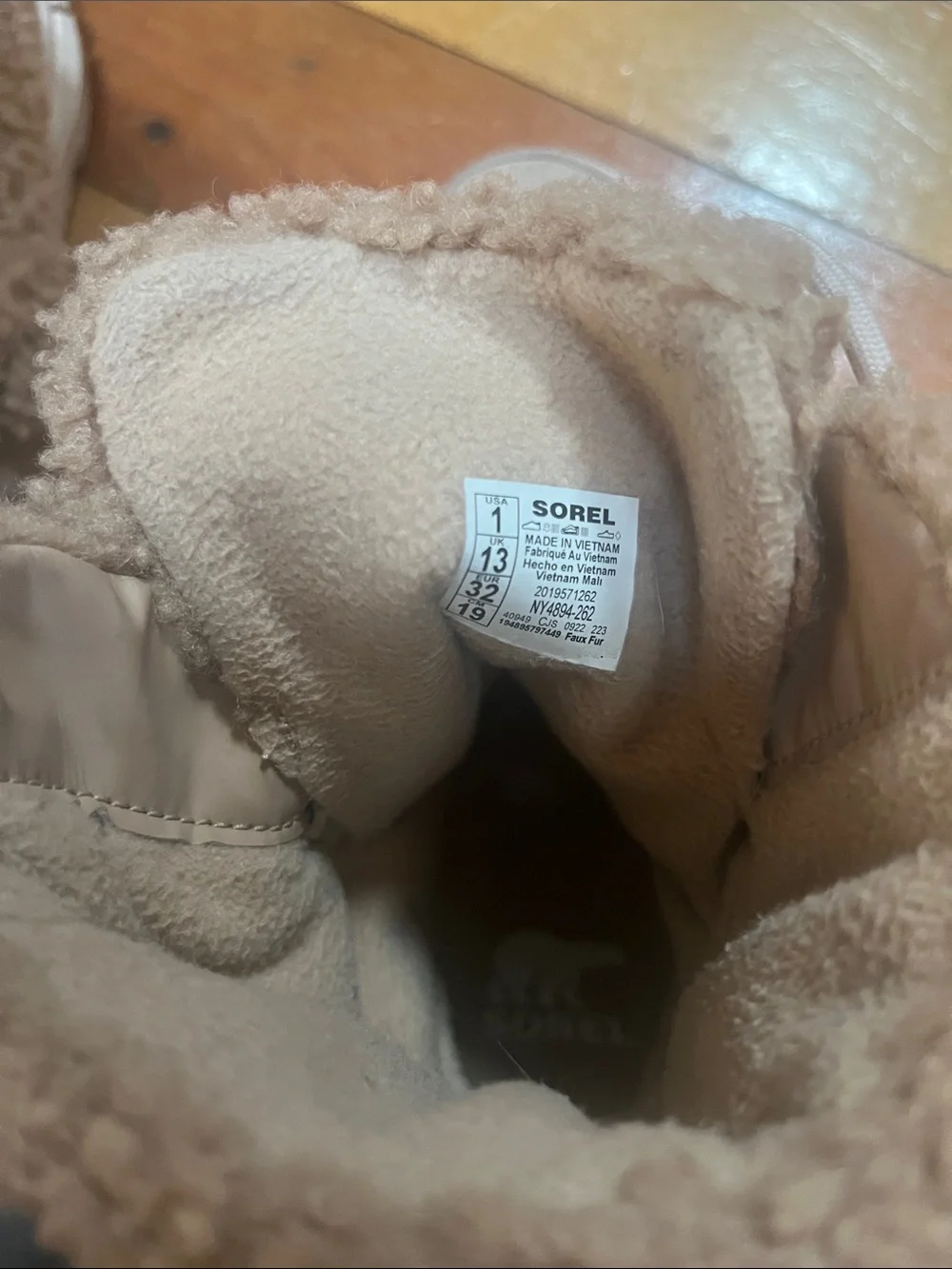 Sorel Kids Beige/Tan Sherpa Winter Boots